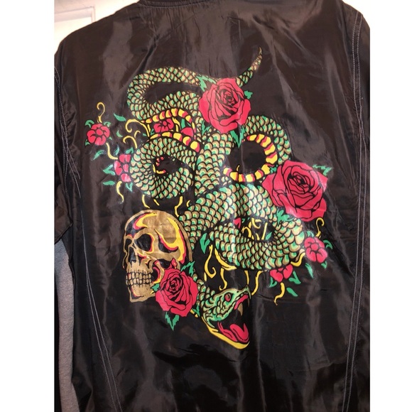 Size Medium rose skull snake gray black jacket - Picture 4 of 6